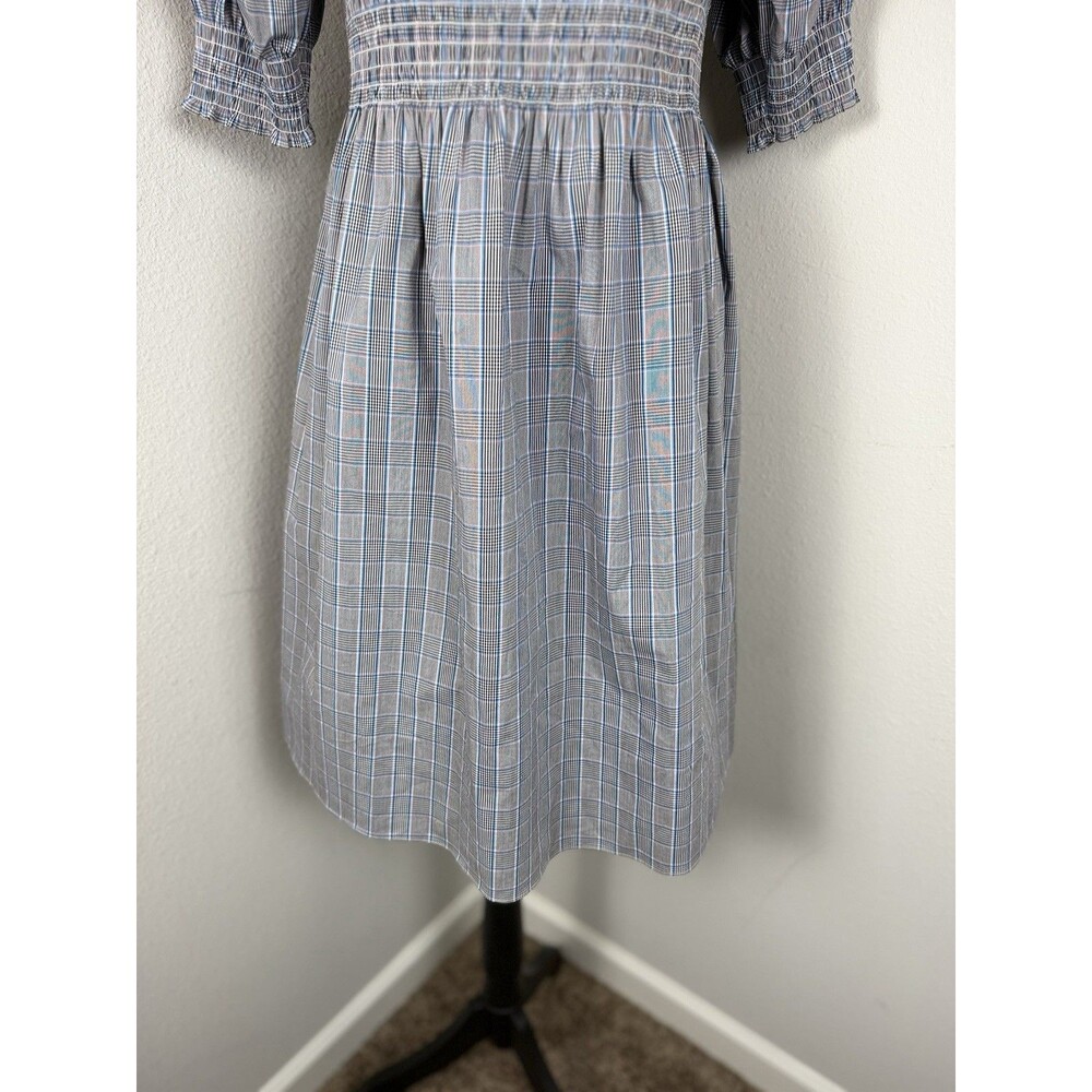 Hill House Home Athena Nap Dress Small Matilda Plaid Smocked Puff Sleeve Mini - Picture 10 of 13